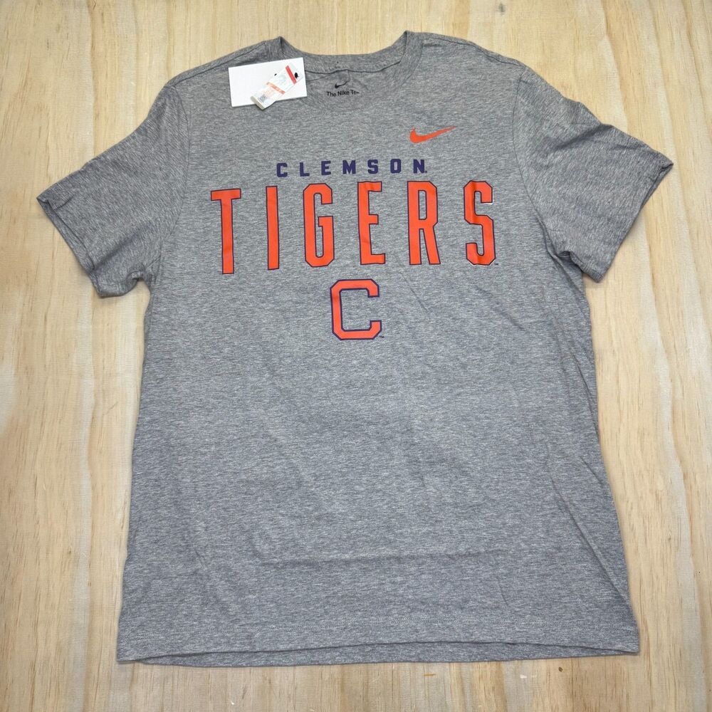 NEW Clemson Tigers Nike Heather Gray Mens Campus 2-Hit Primary Mascot Shirt LG